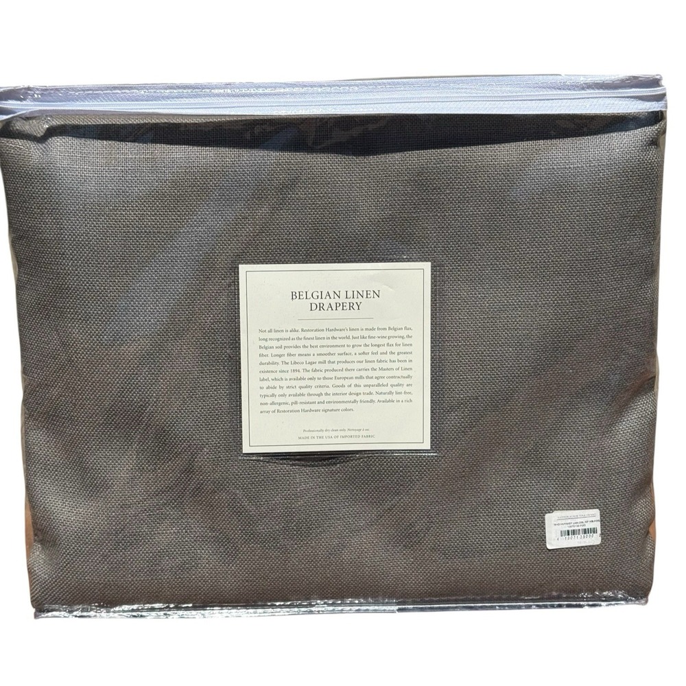 RESTORATION HARDWARE Belgian Heavyweight Linen Drapery 100x108 Fog Rod Pkt NEW - Picture 3 of 6